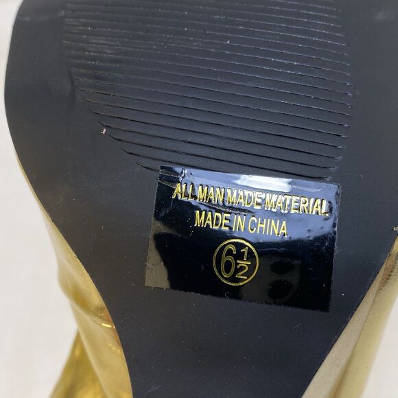 Db Dk Fashion Pump Women's Szes 6.5 4" Heel Slingback Peep Toe Gold Rhinestones - Picture 11 of 11